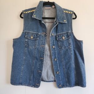 Nordstrom BP Studded Denim Vest Size L Y2K Festival Grunge Layer